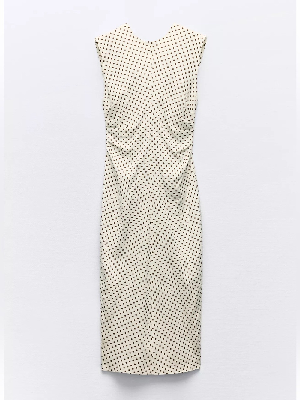Zara Cream Midi Dress with Black Polka Dots